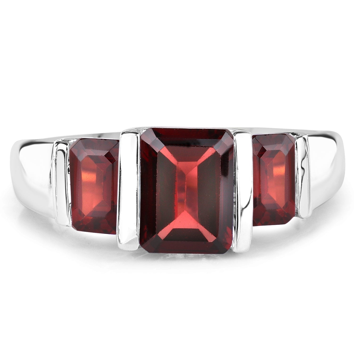 3.45 Carat Genuine Garnet .925 Sterling Silver Ring  DestGlow