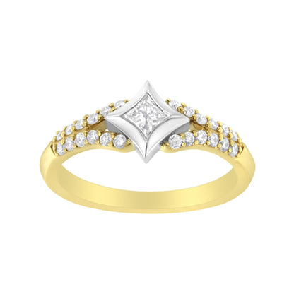 10K Two Tone Color 1/2 Cttw Diamond Kite and Split Shank Ring (H-I Color,SI2-I1 Clarity) by Bids.com