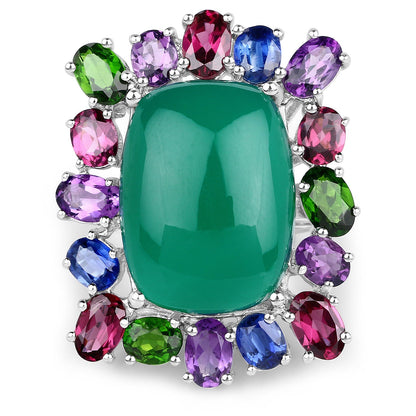 26.67 Carat Genuine Multi Stones .925 Sterling Silver Ring by Bids.com