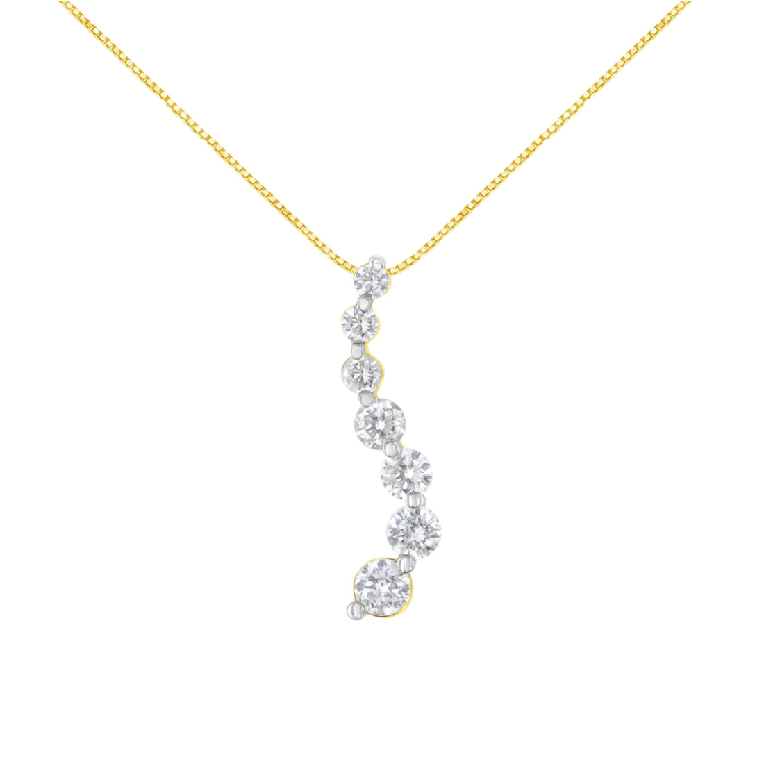 AGS Certified 14K Yellow Gold 2.0 Cttw Baguette and Brilliant Round-Cut Diamond Journey 18" Pendant Necklace (F-G Color, I1-I2 Clarity) by Bids.com