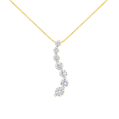AGS Certified 14K Yellow Gold 2.0 Cttw Baguette and Brilliant Round-Cut Diamond Journey 18" Pendant Necklace (F-G Color, I1-I2 Clarity) by Bids.com