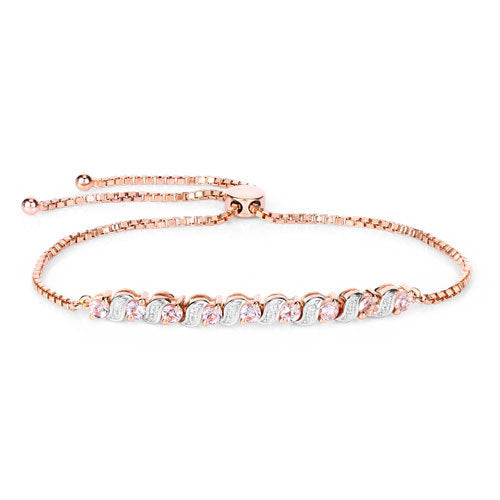 0.89 Carat Genuine Morganite and White Topaz .925 Sterling Silver Bracelet by Bids.com