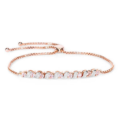 0.89 Carat Genuine Morganite and White Topaz .925 Sterling Silver Bracelet by Bids.com