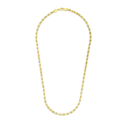 3.5mm 14k Yellow Gold Solid Diamond Cut Rope Chain by Bids.com