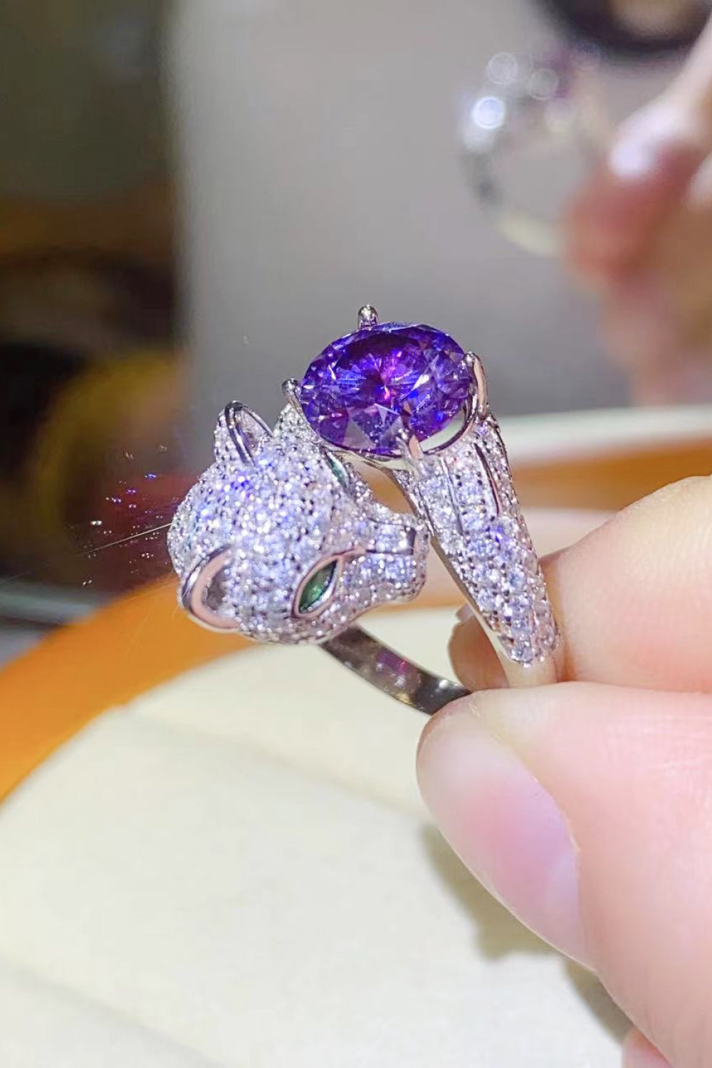 2 Carat Blue Sparkala™ Adjustable Animal Bypass Ring (Platinum Over Pure Sterling Silver) by Sparkala