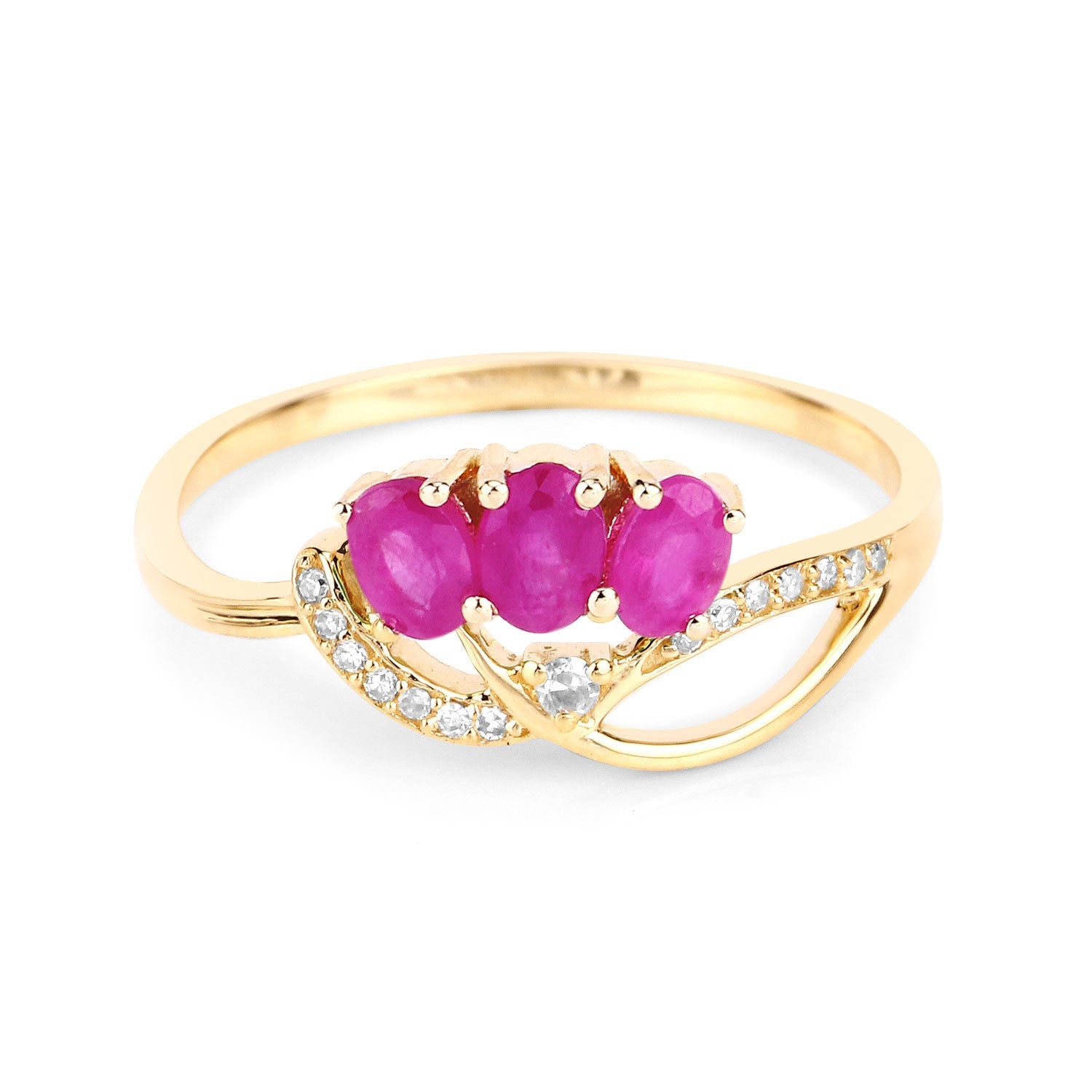 0.71 Carat Genuine Ruby and White Diamond 14K Yellow Gold Ring by Bids.com