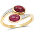 14K Yellow Gold Plated 2.38 Carat Glass Filled Ruby and White Topaz .925 Sterling Silver Ring by Bids.com