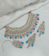 Joban Fashion Pink-Blue Stone With Pearl Work Necklace Set