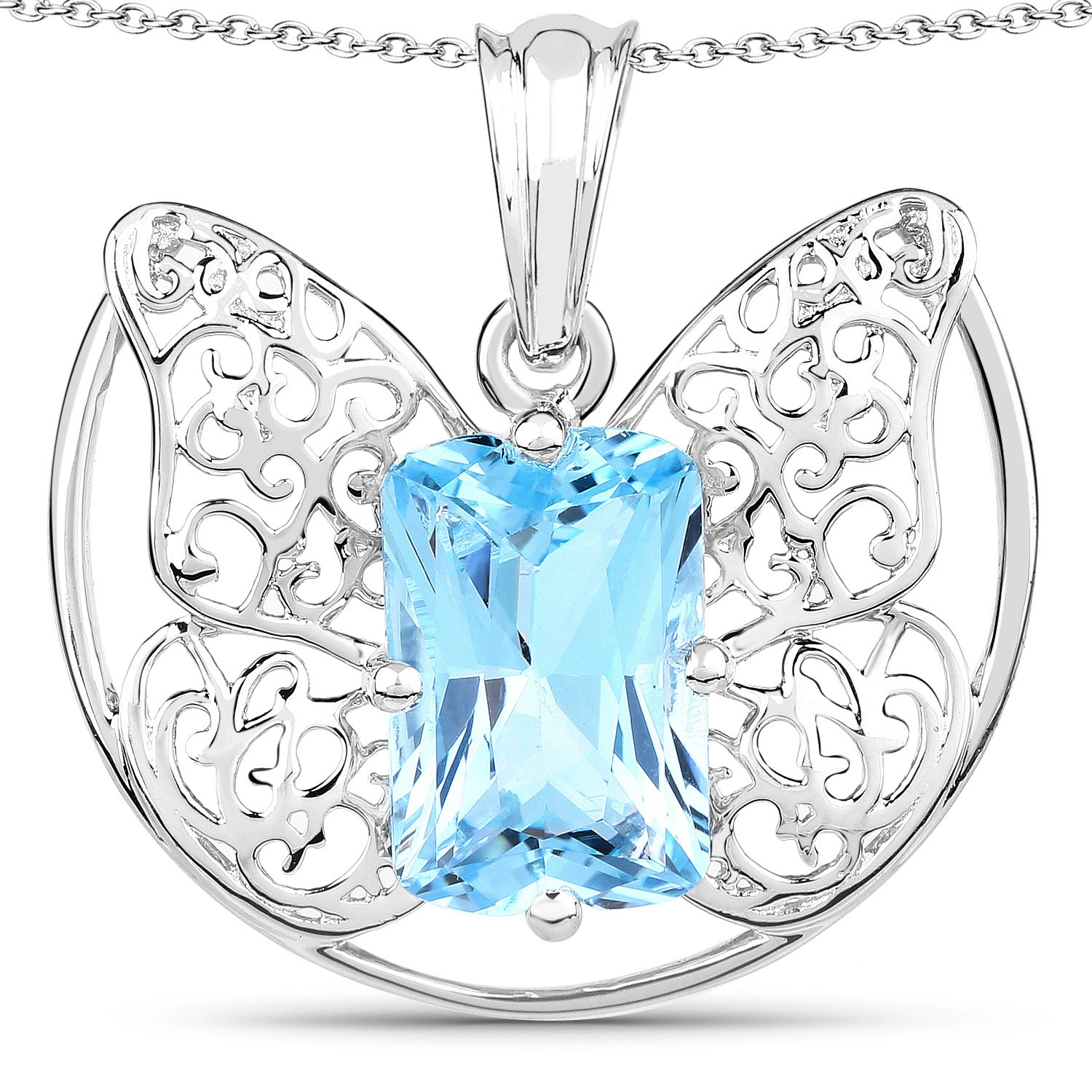 11.10 Carat Genuine Swiss Blue Topaz .925 Sterling Silver Pendant by Bids.com