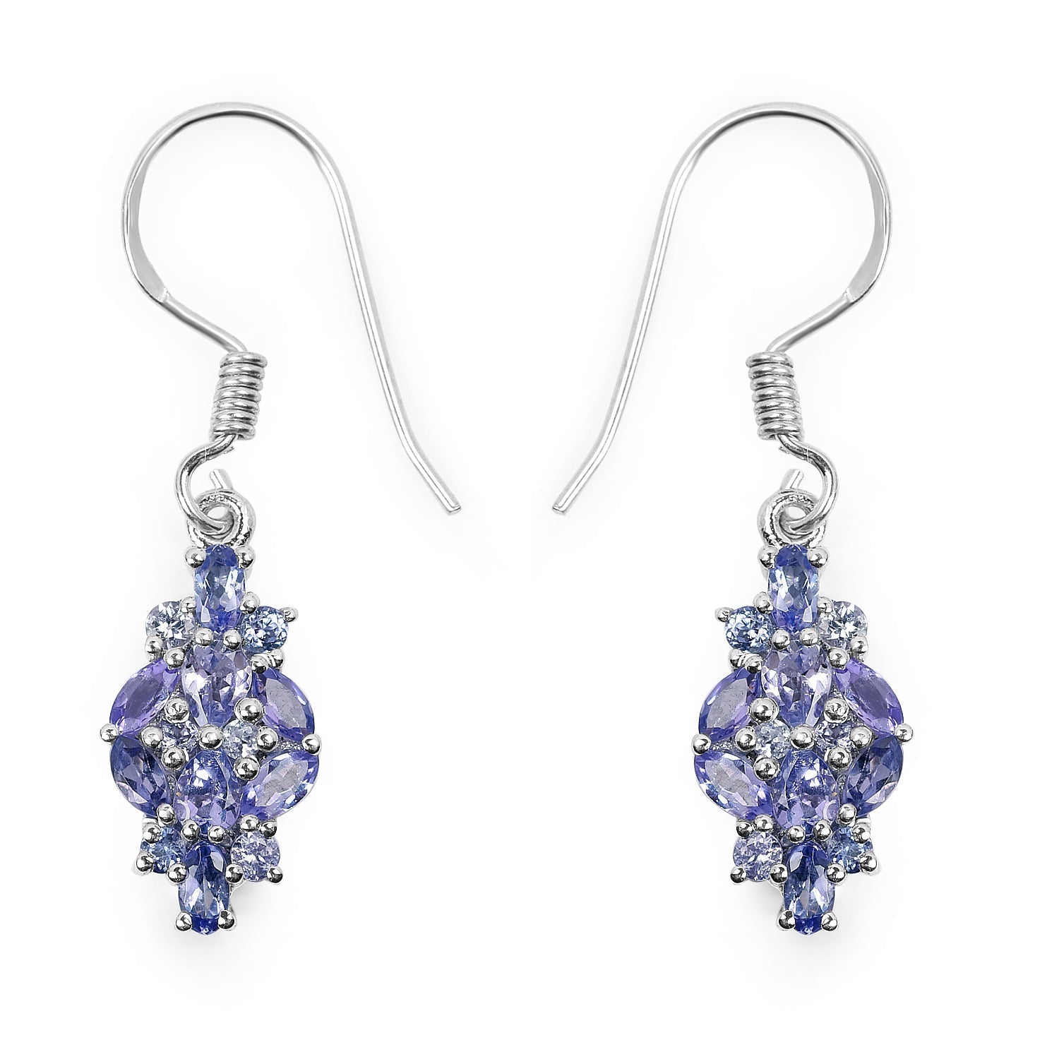 2.04 Carat Genuine Tanzanite .925 Sterling Silver Earrings  DestGlow