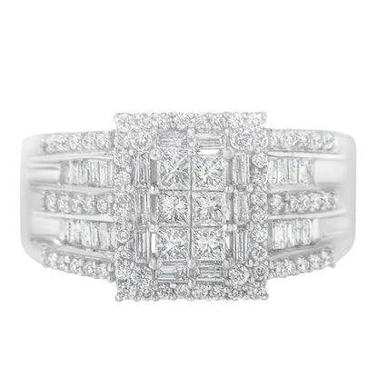 10K White Gold Diamond Cluster Ring (1 cttw, H-I Color, I1-I2 Clarity) by Bids.com