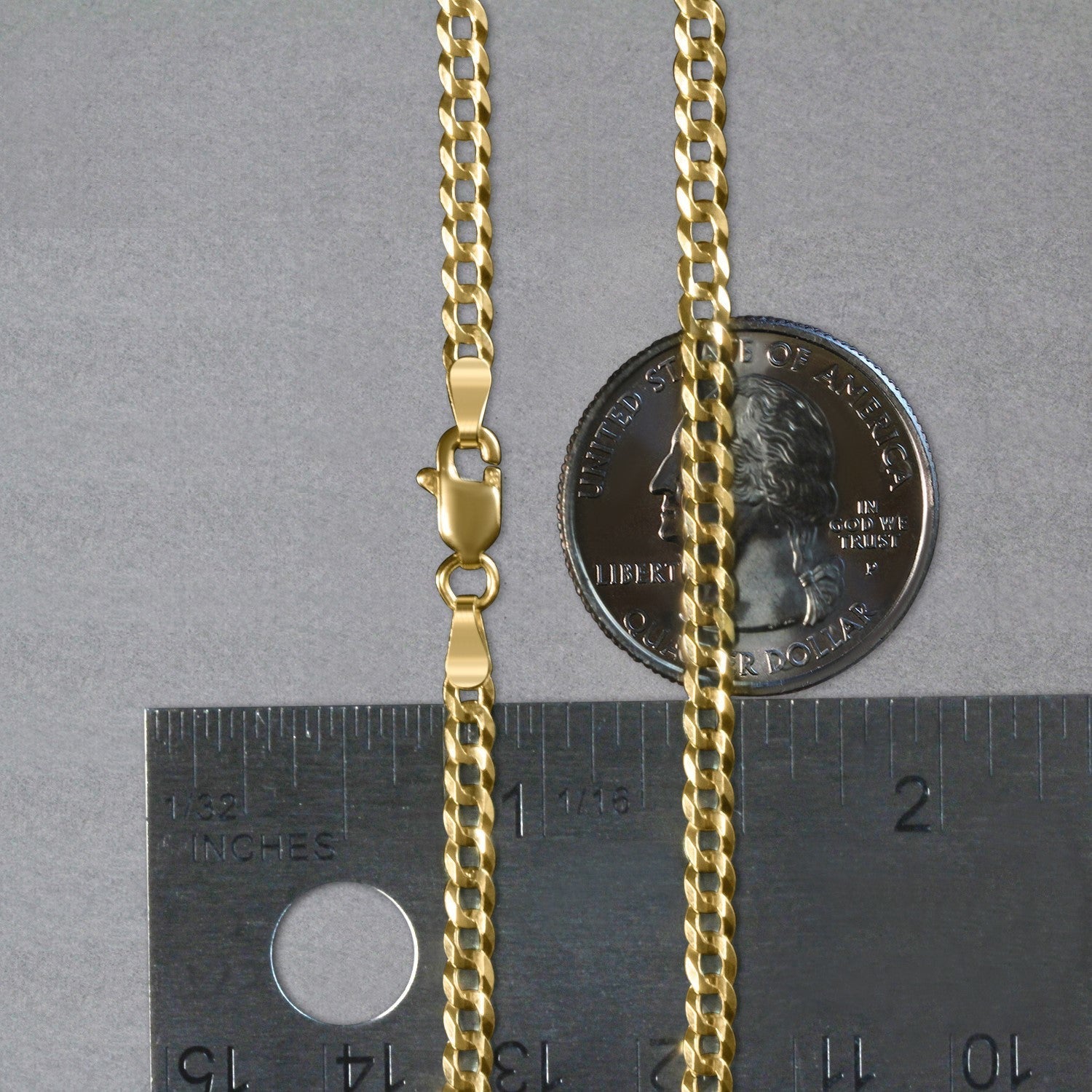 14k Yellow Gold Solid Curb Chain (3.20 mm)  DestGlow
