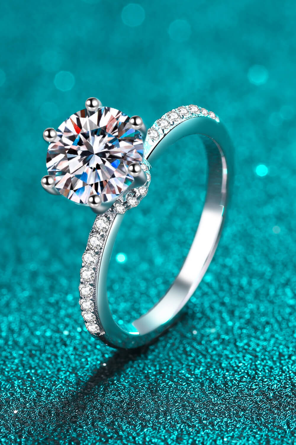 Rhodium Over Pure Sterling Silver 2 Carat Brilliant Round Cut Sparkala™ Ring by Sparkala