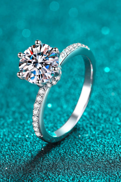 Rhodium Over Pure Sterling Silver 2 Carat Brilliant Round Cut Sparkala™ Ring by Sparkala