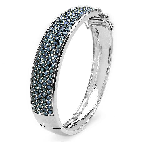 10.00 Carat Genuine Blue Sapphire .925 Sterling Silver Bangle  DestGlow