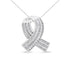 14K White Gold 2 5/8 Cttw Channel Set Round and Baguette Diamond Awareness Ribbon Pendant (H-I Color, I1-I2 Clarity) - Chain Not Included by Bids.com