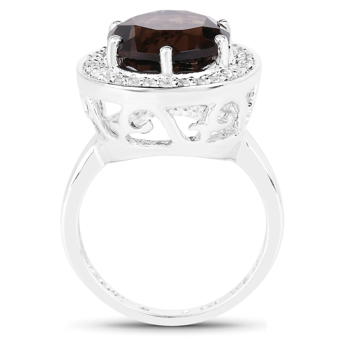 4.52 Carat Genuine Smoky Quartz and White Topaz .925 Sterling Silver Ring by Bids.com