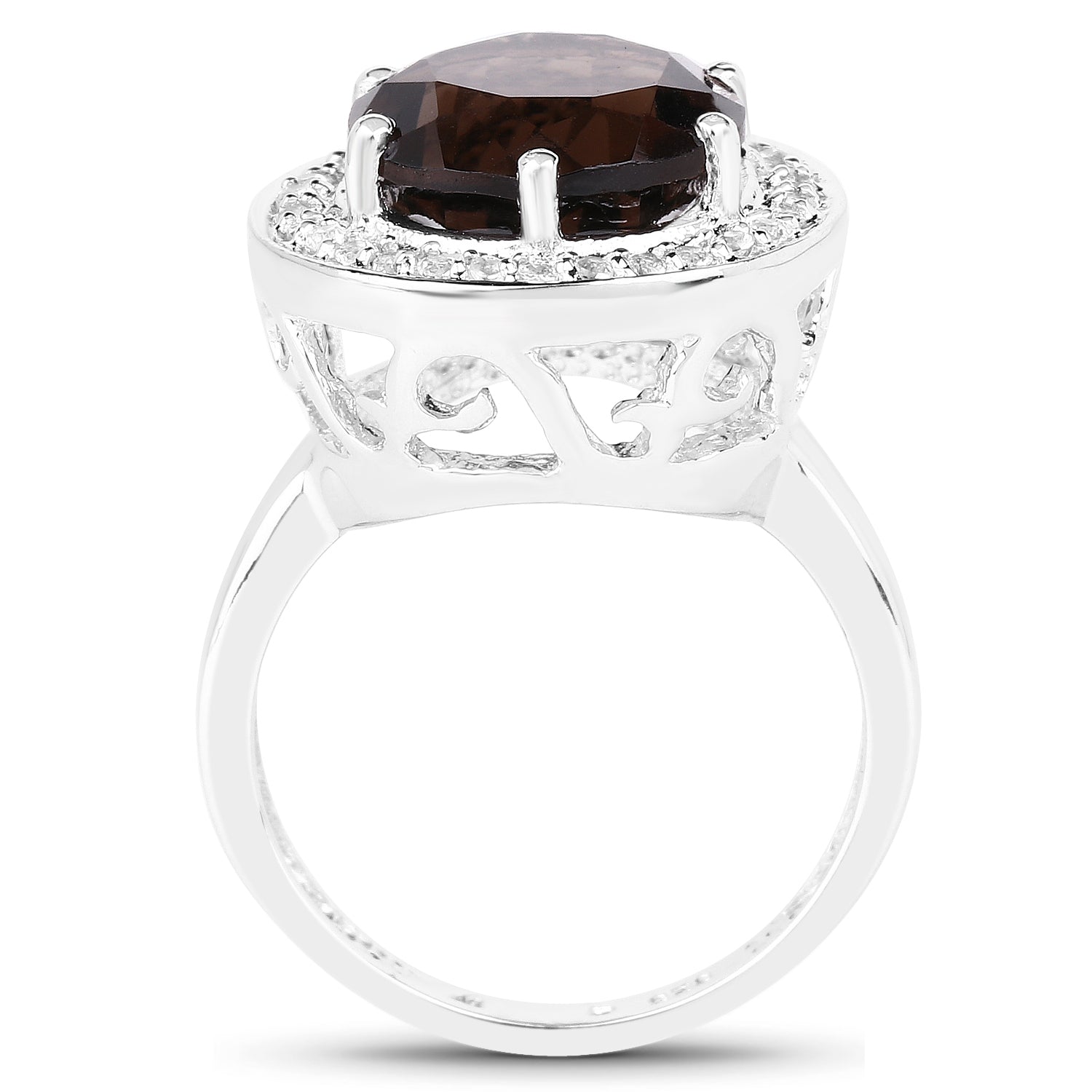 4.52 Carat Genuine Smoky Quartz and White Topaz .925 Sterling Silver Ring by Bids.com
