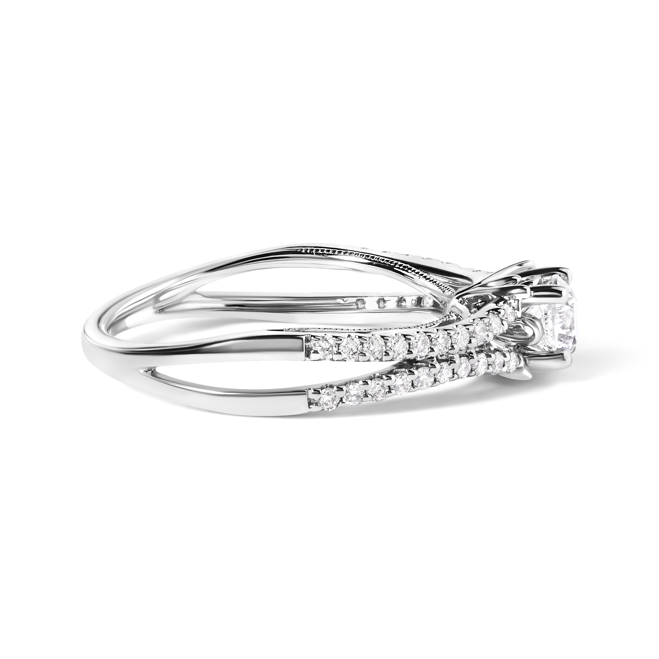 14K White Gold 5/8 Cttw Diamond Split Shank Engagement Ring (G-H Color, VS2-SI1 Clarity) - Size 7 by Bids.com