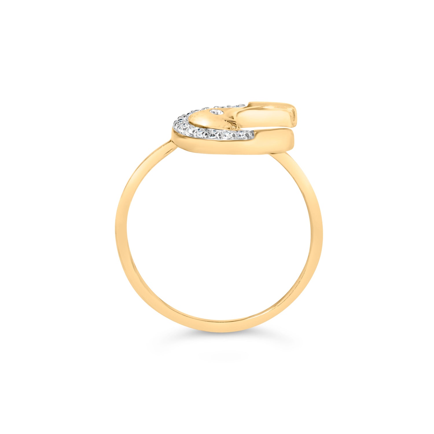 10K Yellow Gold 1/10 Cttw Diamond Crescent Moon Ring (I-J Color, I1-I2 Clarity) - Ring Size 6 by Bids.com