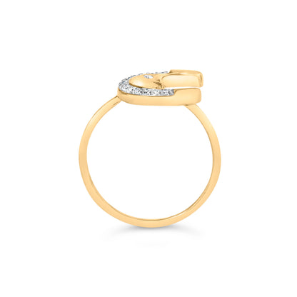 10K Yellow Gold 1/10 Cttw Diamond Crescent Moon Ring (I-J Color, I1-I2 Clarity) - Ring Size 6 by Bids.com
