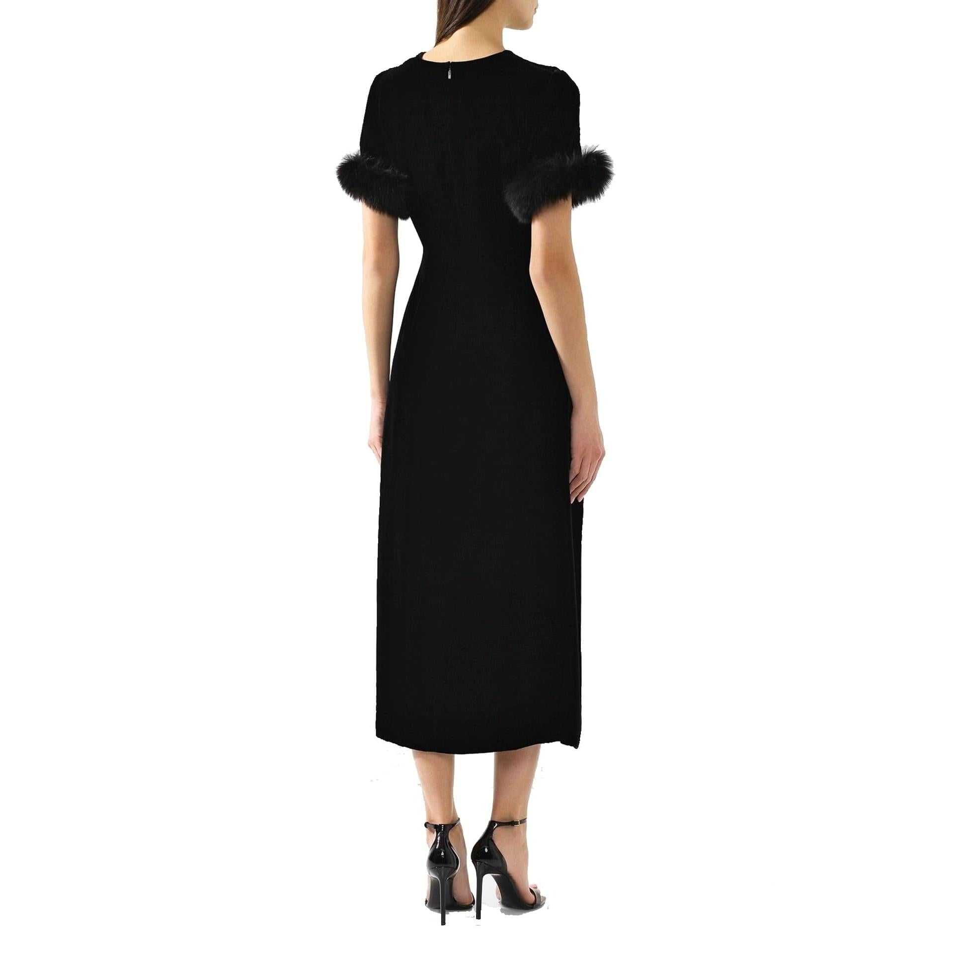 Fendi Fur Trim Velvet Midi Dress Women  DestGlow