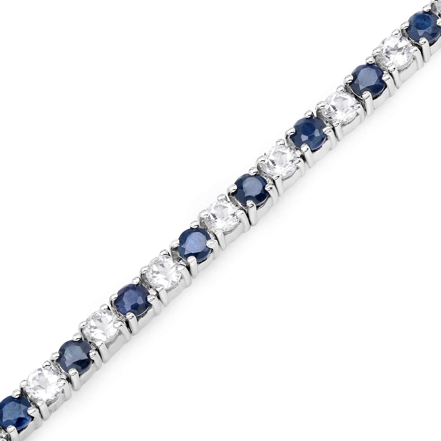 6.87 ct. t.w. Blue Sapphire and White Topaz Bracelet in Sterling Silver by Bids.com