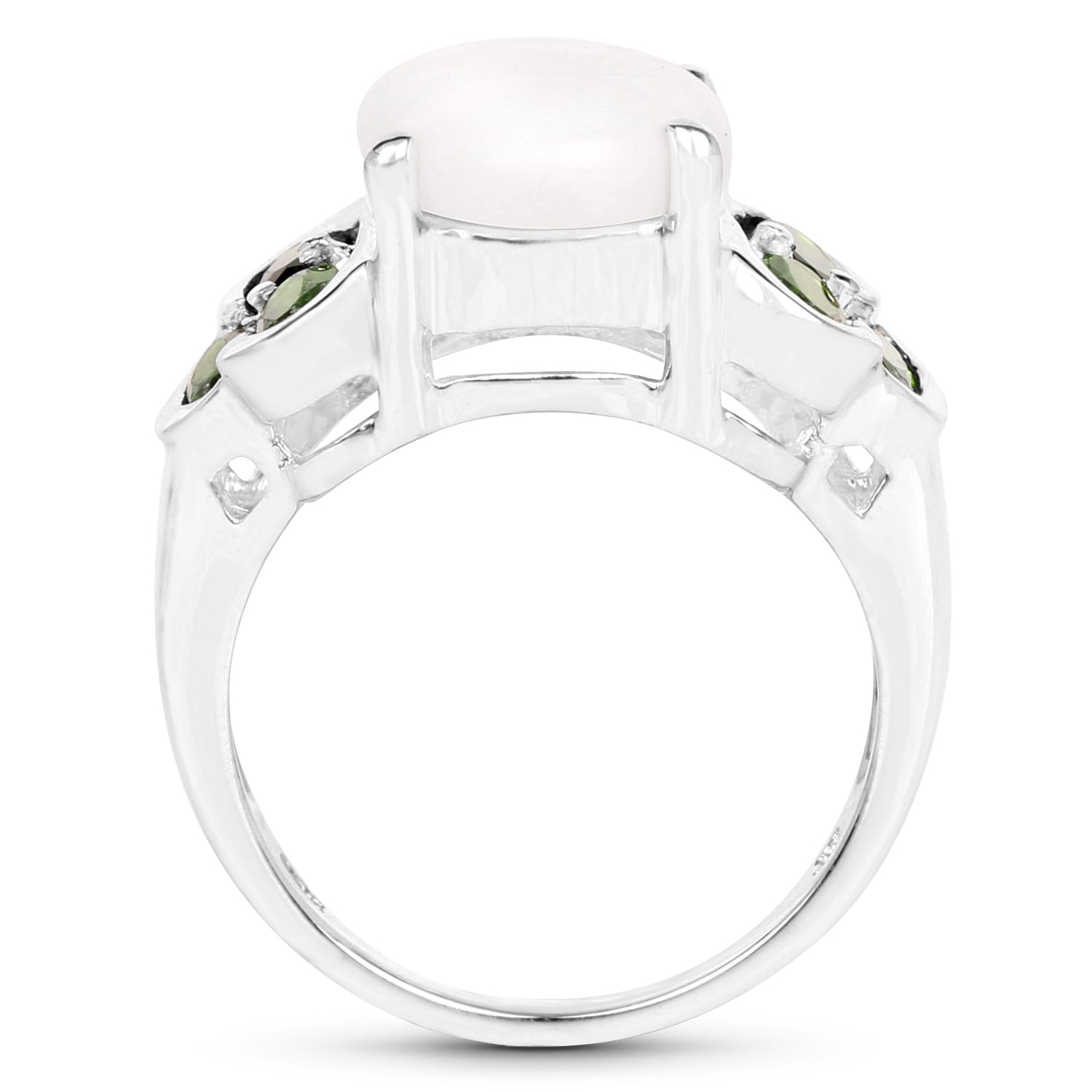 4.52 Carat Genuine Opal and Chrome Diopside .925 Sterling Silver Ring by Bids.com