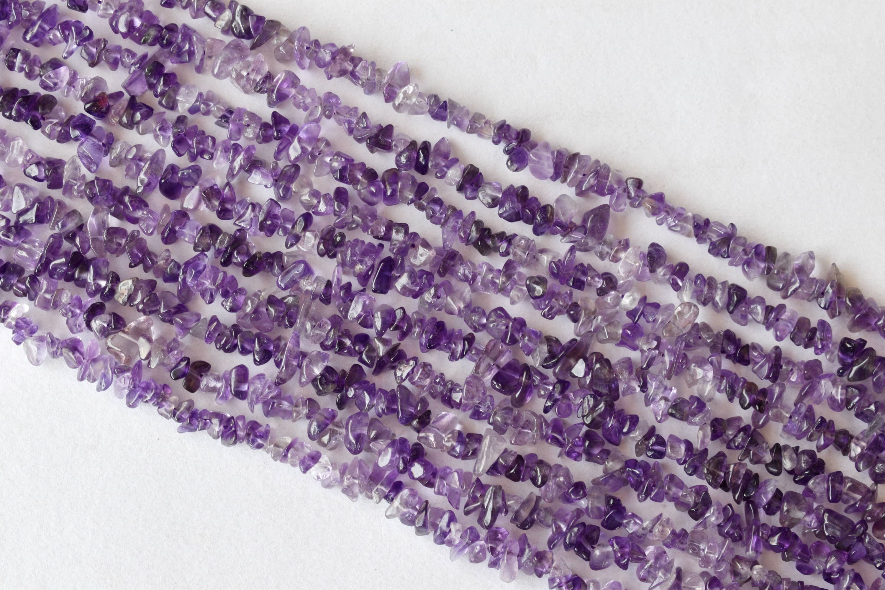 Uncut Raw Amethyst Crystal Chip Beads for Necklace (Insight and Inspiration)  DestGlow