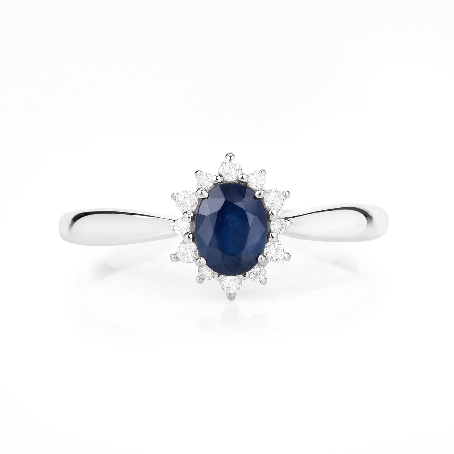 0.44 Carat Genuine Blue Sapphire and White Diamond 14K White Gold Ring by Bids.com
