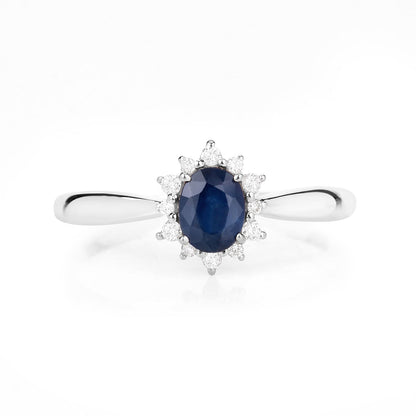 0.44 Carat Genuine Blue Sapphire and White Diamond 14K White Gold Ring by Bids.com