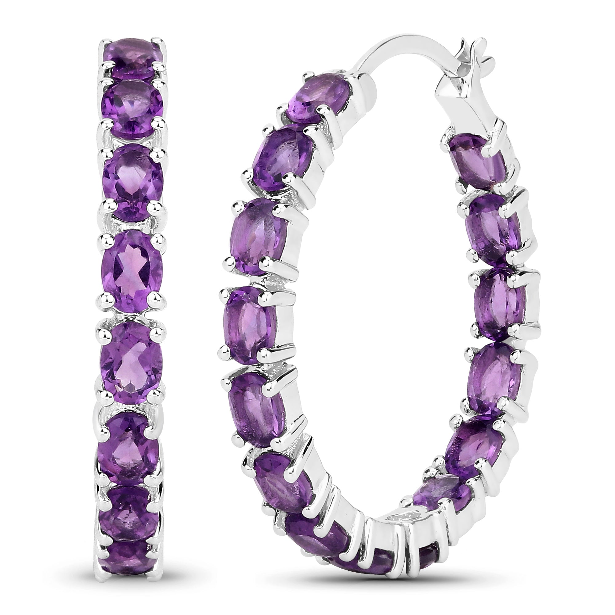 4.80 Carat Genuine Amethyst .925 Sterling Silver Earrings  DestGlow