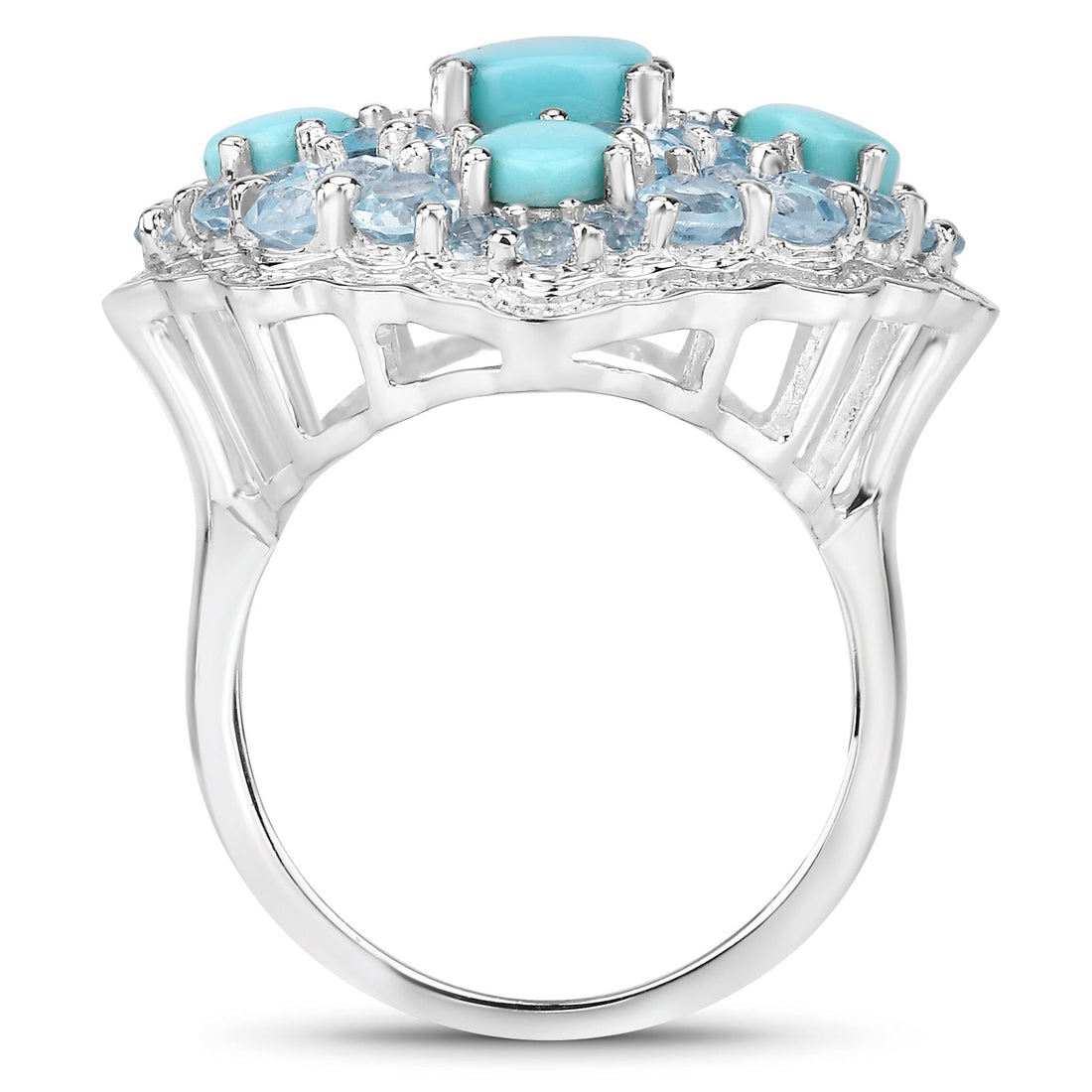 6.18 Carat Genuine Turquoise and Blue Topaz .925 Sterling Silver Ring by Bids.com