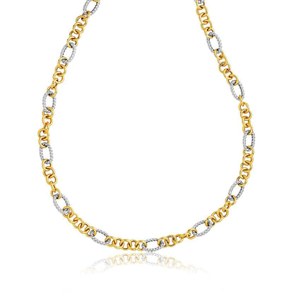 14k Two-Tone Round and Cable Style Link Necklace by Bids.com