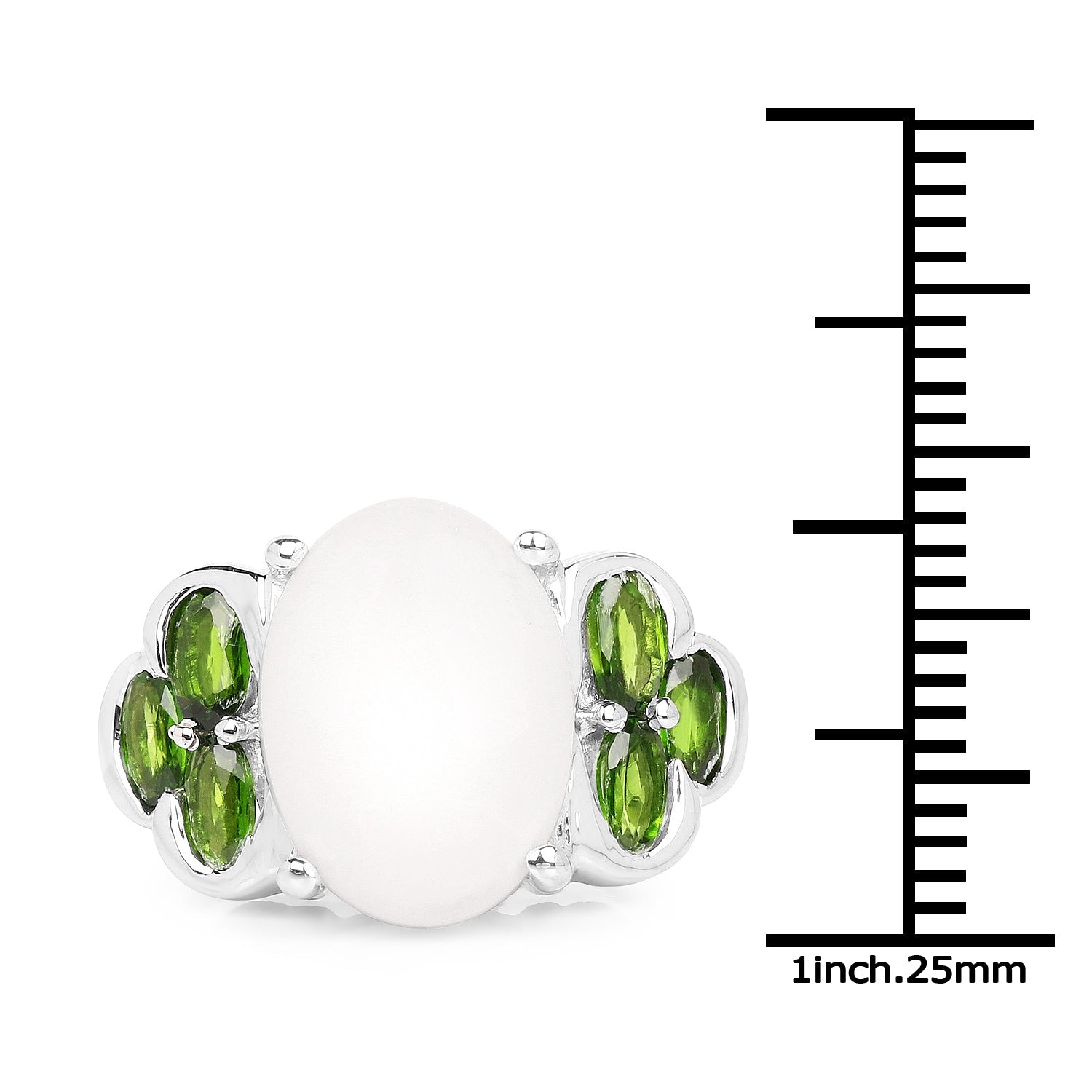 4.52 Carat Genuine Opal and Chrome Diopside .925 Sterling Silver Ring by Bids.com