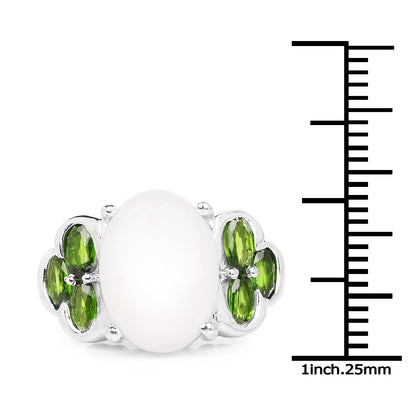 4.52 Carat Genuine Opal and Chrome Diopside .925 Sterling Silver Ring by Bids.com