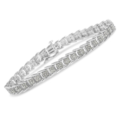 10k White Gold 2 cttw Diamond Fan-Shaped Link Tennis Bracelet (I-J Clarity, I3 Color) - Size 7.25" by Bids.com