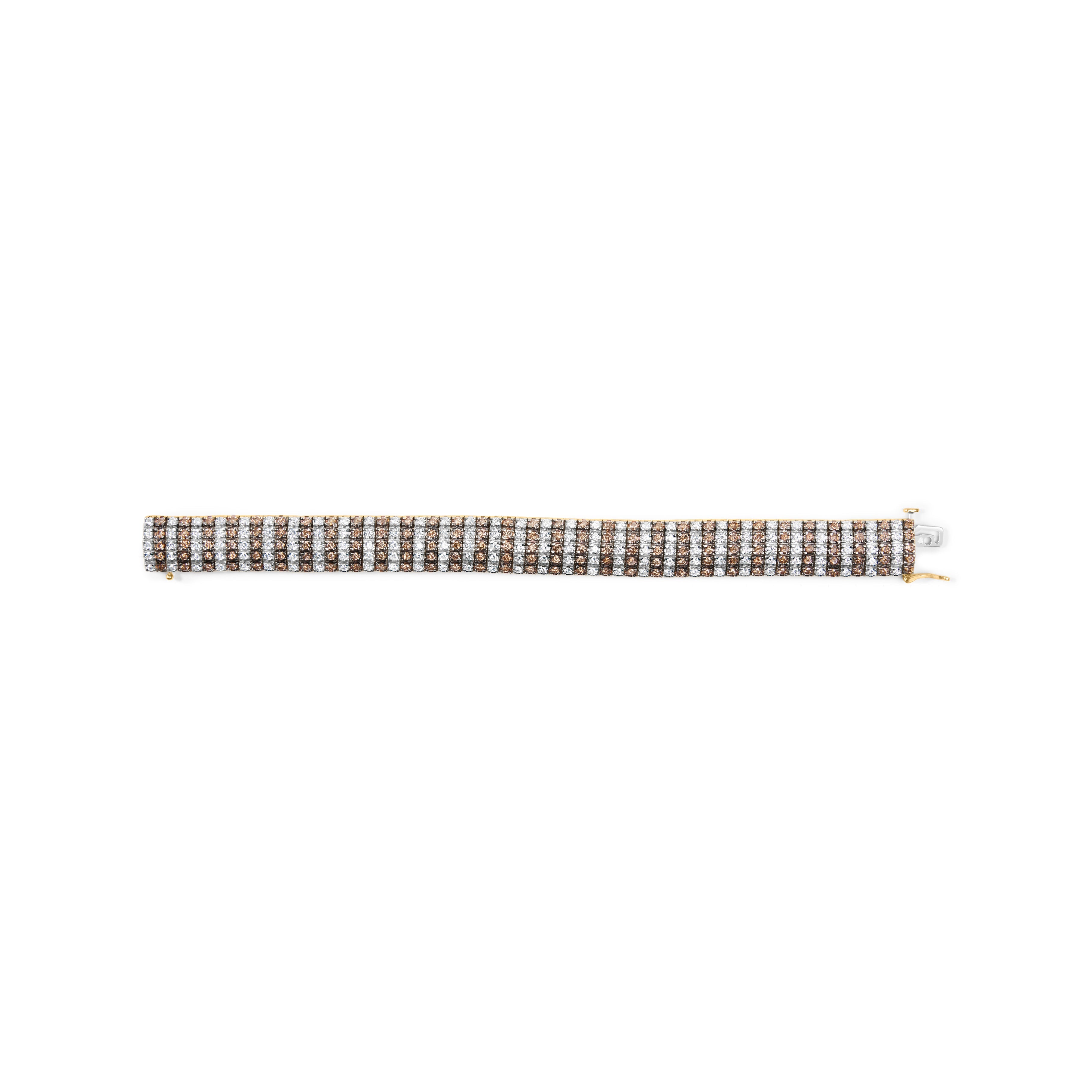 10K Yellow Gold 10-1/3 Cttw Alternating Coco Color and White Diamond 5 Row Tennis Bracelet (Brown/H-I Color, SI1-SI2 Clarity) - Size 7.25 by Bids.com