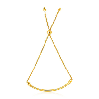 14k Yellow Gold Smooth Curved Bar and Lariat Style Bracelet by Bids.com