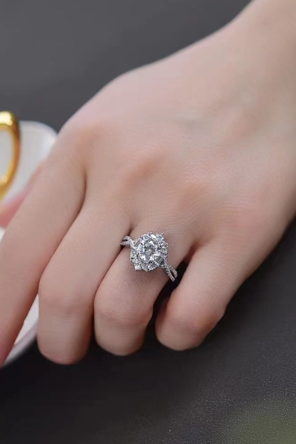 Floral 2 Carat Sparkala™ Crisscross Ring (Platinum Over Pure Sterling Silver) by Sparkala