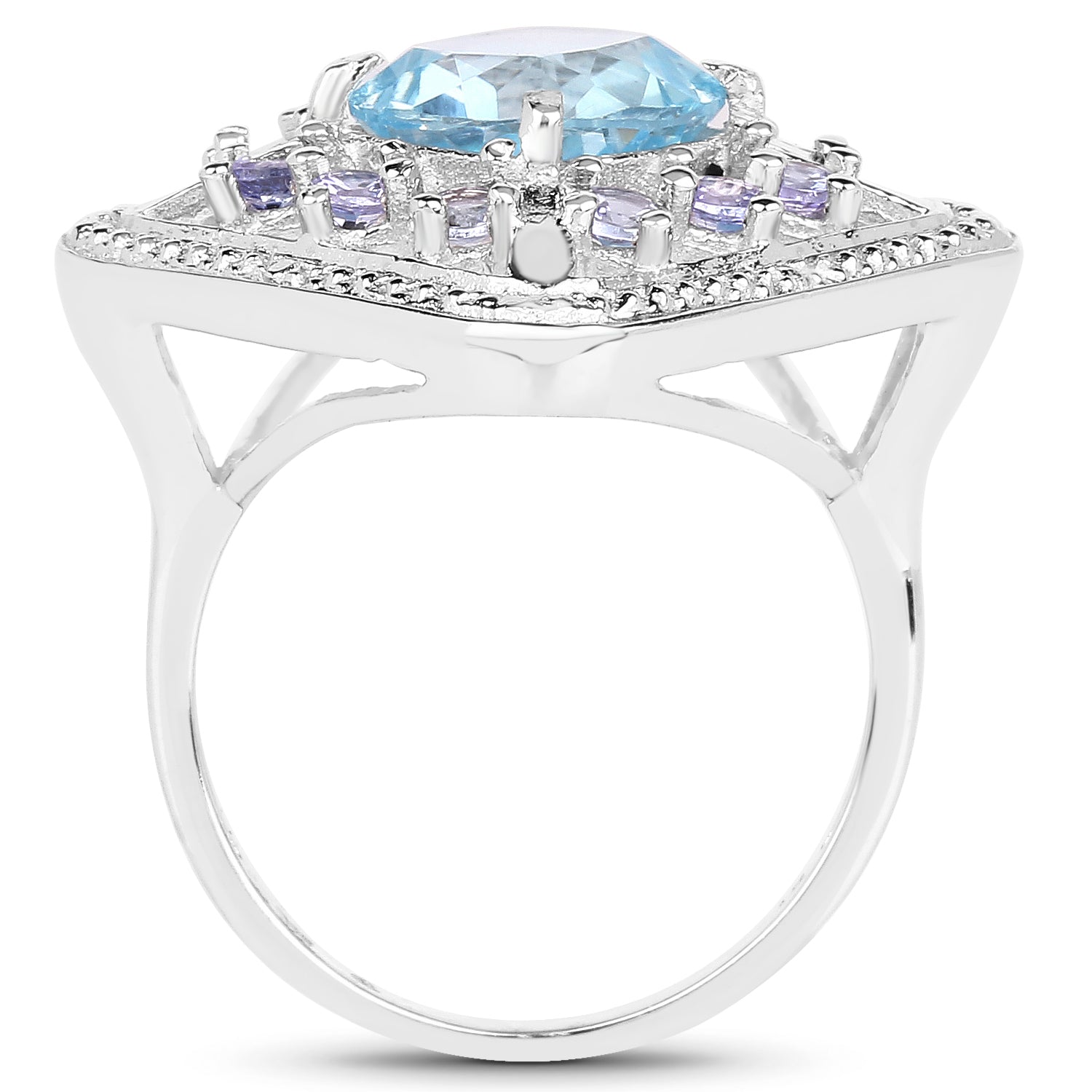 4.24 Carat Genuine Blue Topaz and Tanzanite .925 Sterling Silver Ring by Bids.com