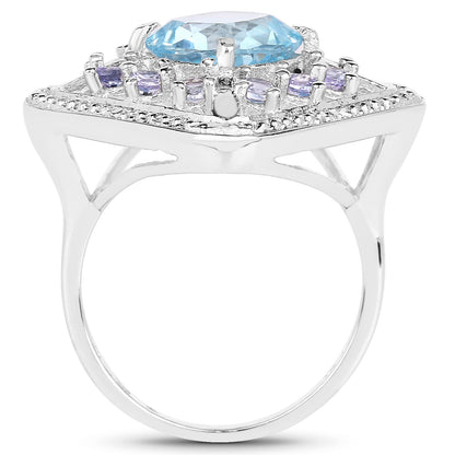 4.24 Carat Genuine Blue Topaz and Tanzanite .925 Sterling Silver Ring by Bids.com