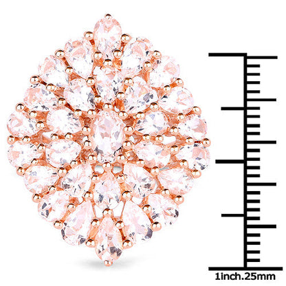 14K Rose Gold Plated 4.55 Carat Genuine Morganite .925 Sterling Silver Ring  DestGlow