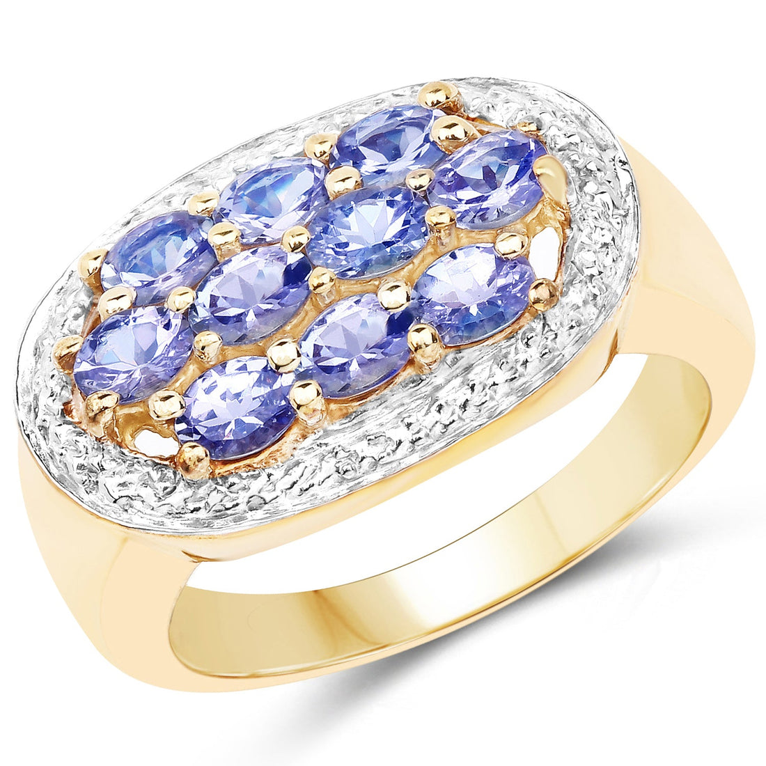14K Yellow Gold Plated 1.70 Carat Genuine Tanzanite .925 Sterling Silver Ring by Bids.com