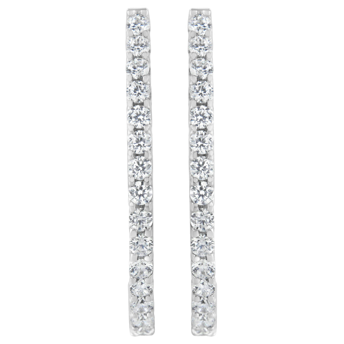 14K White Gold 2.0 Cttw Round Brilliant Cut Diamond Oblong Hinged Leverback Hoop Earrings (I-J Color, I1-I2 Clarity) by Bids.com