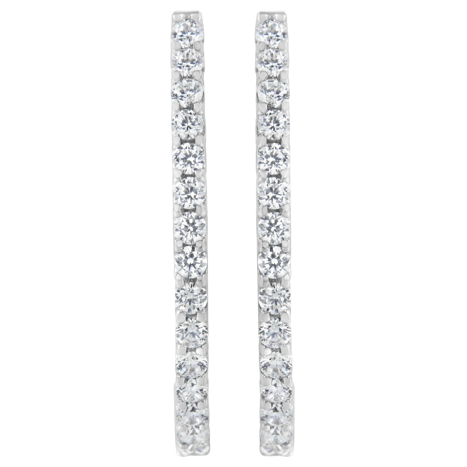 14K White Gold 2.0 Cttw Round Brilliant Cut Diamond Oblong Hinged Leverback Hoop Earrings (I-J Color, I1-I2 Clarity) by Bids.com