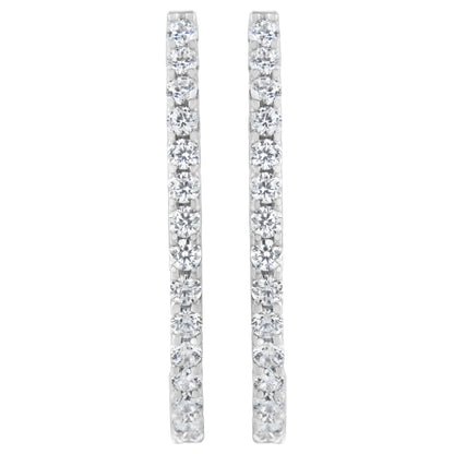 14K White Gold 2.0 Cttw Round Brilliant Cut Diamond Oblong Hinged Leverback Hoop Earrings (I-J Color, I1-I2 Clarity) by Bids.com