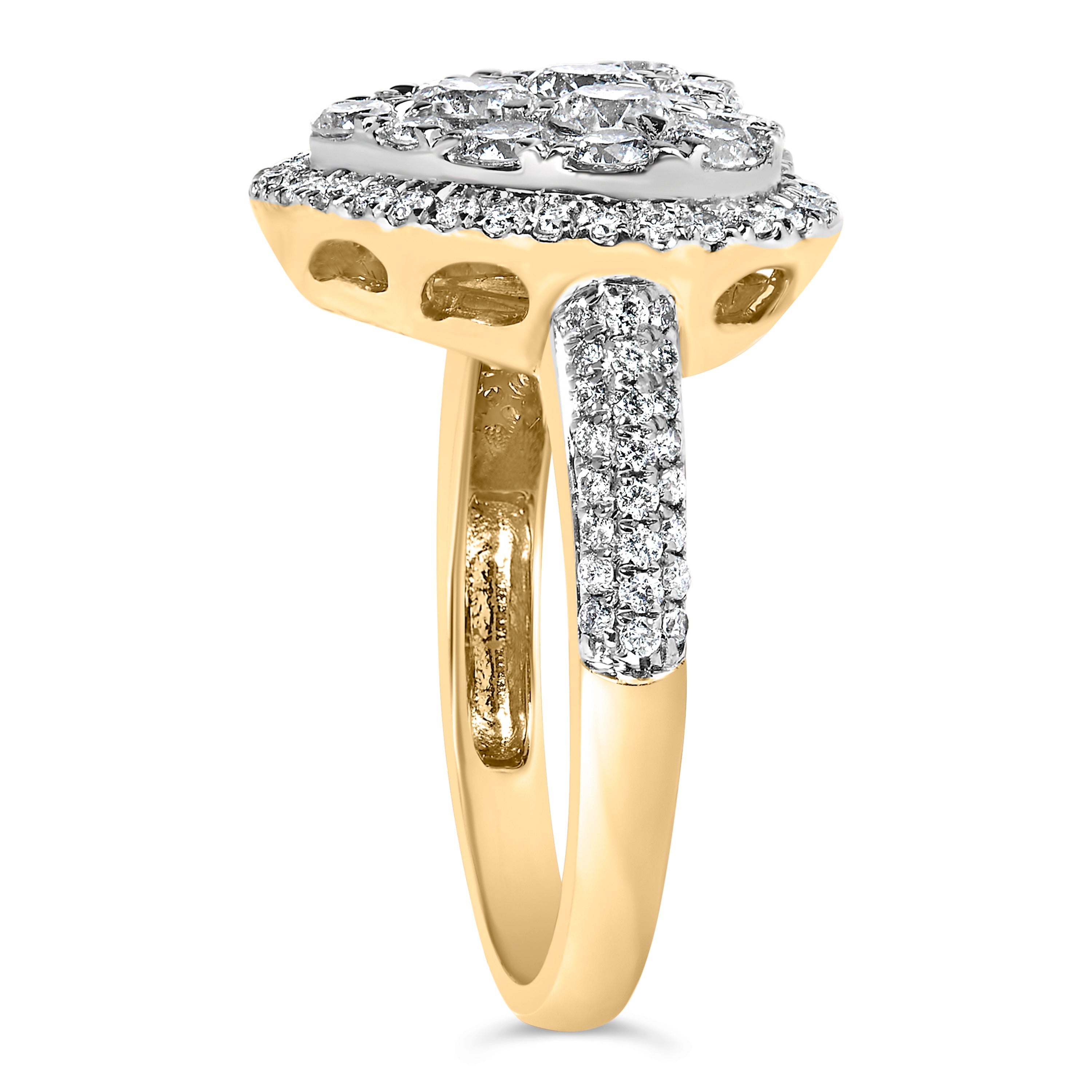 14K Yellow Gold 1 1/2 Cttw Diamond Heart Shaped Composite Ring (H-I Color, SI2-I1 Clarity) - Ring Size 7  DestGlow