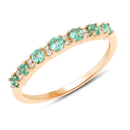 0.41 Carat Genuine Zambian Emerald and White Diamond 14K Yellow Gold Ring by Bids.com