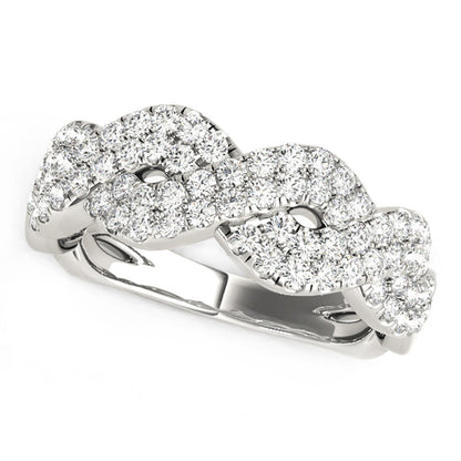Diamond Studded Interlocking Waves Ring in 14k White Gold (5/8 cttw) by Bids.com